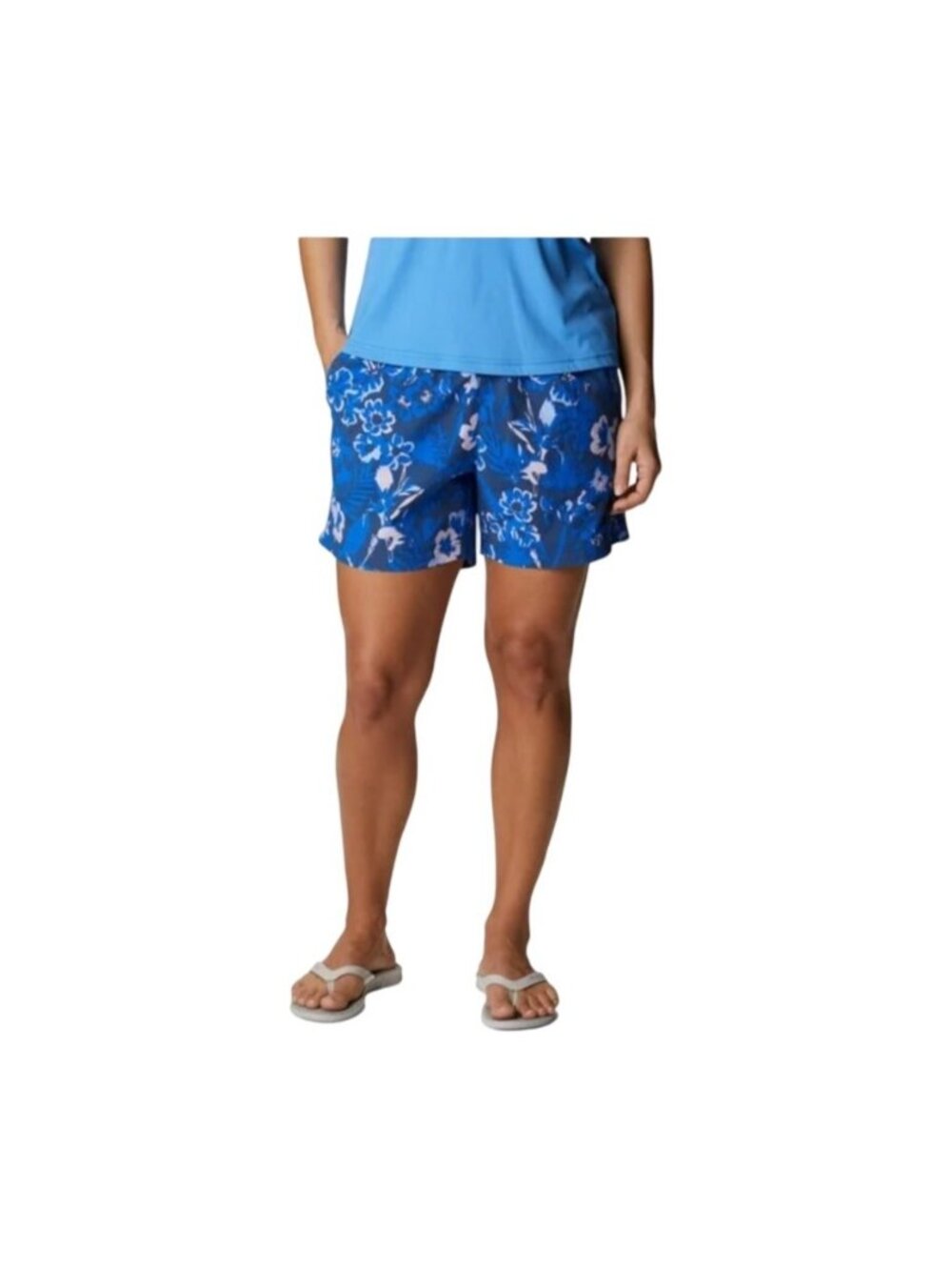 Columbia PFG Womens Tidal Sands II Floral Print Omni-Shield Shorts Size S Blue/P